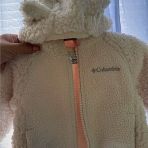 Baby Columbia Cream Sherpa Jacket with Bear Hood